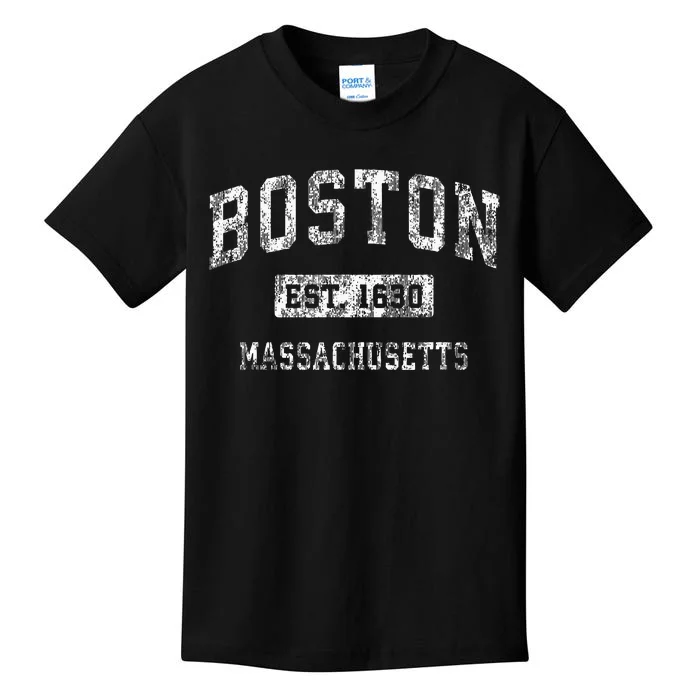 Boston Massachusetts MA Vintage Established Sports Design Kids T-Shirt