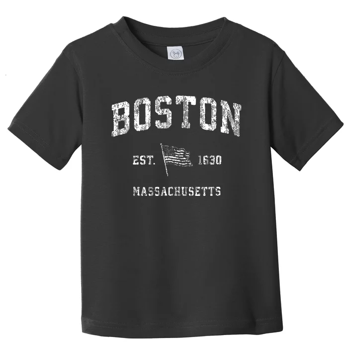 Boston Massachusetts Ma Vintage Us Flag Sports Toddler T-Shirt