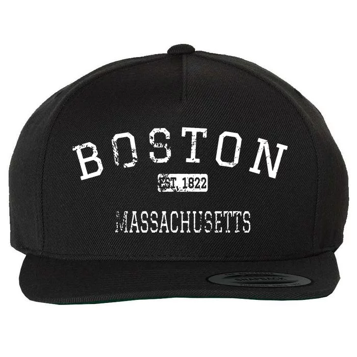 Boston Massachusetts Ma Vintage Wool Snapback Cap