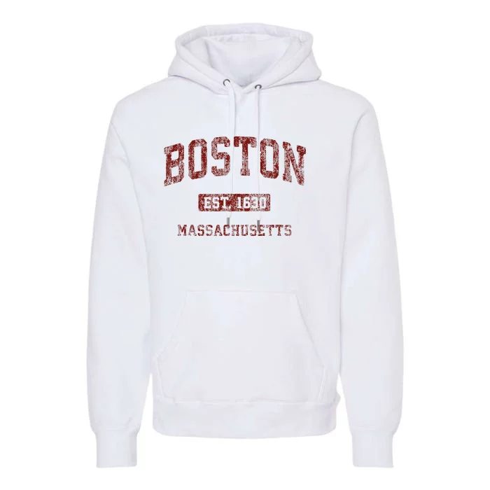 Boston Massachusetts Ma Vintage Athletic Sports Design Premium Hoodie