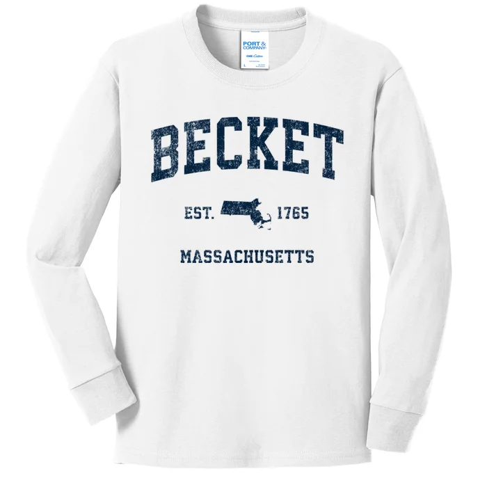 Becket Massachusetts Ma Vintage Sports Kids Long Sleeve Shirt