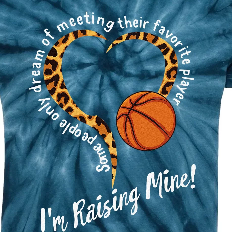 Basketball Mom Mothers Day Raising Favorite Player Leopard Kids Tie-Dye T-Shirt