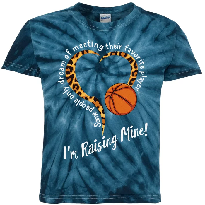 Basketball Mom Mothers Day Raising Favorite Player Leopard Kids Tie-Dye T-Shirt