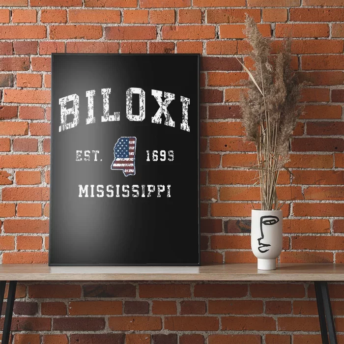 Biloxi Mississippi Ms Vintage American Flag Sports Design Poster