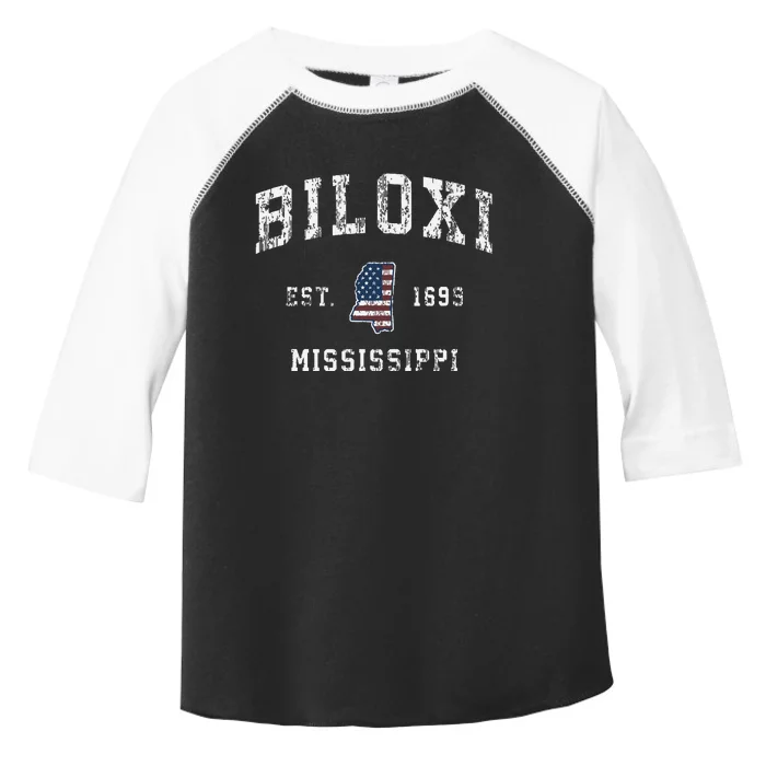 Biloxi Mississippi Ms Vintage American Flag Sports Design Toddler Fine Jersey T-Shirt