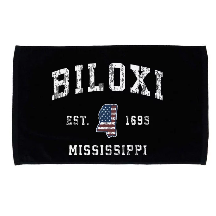 Biloxi Mississippi Ms Vintage American Flag Sports Design Microfiber Hand Towel