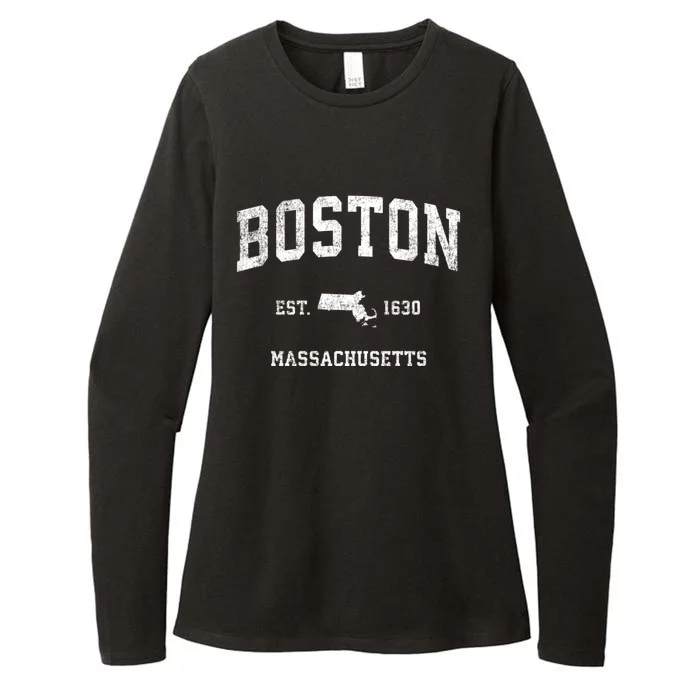 Boston Massachusetts Ma Vintage Sports Womens CVC Long Sleeve Shirt