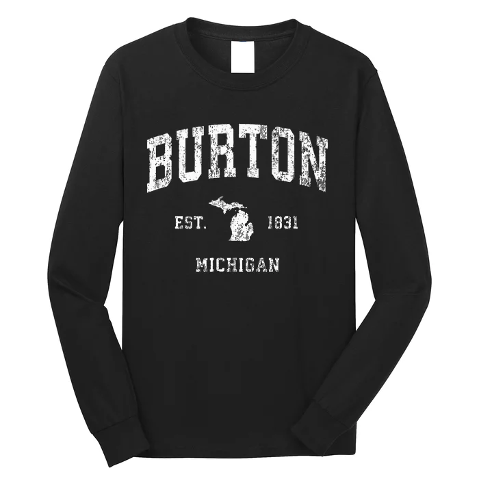 Burton Michigan MI Vintage Athletic Sports Long Sleeve Shirt