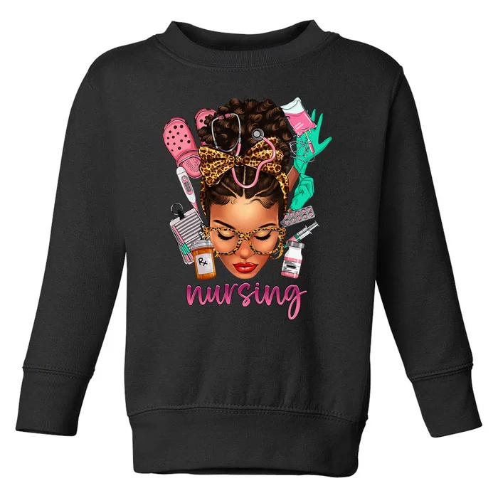 Black Melanin Nurse Black History Month Afro Hair Toddler Sweatshirt