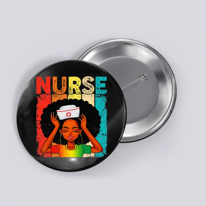 Black Man Nurse Afro Black History Month Juneteenth Button