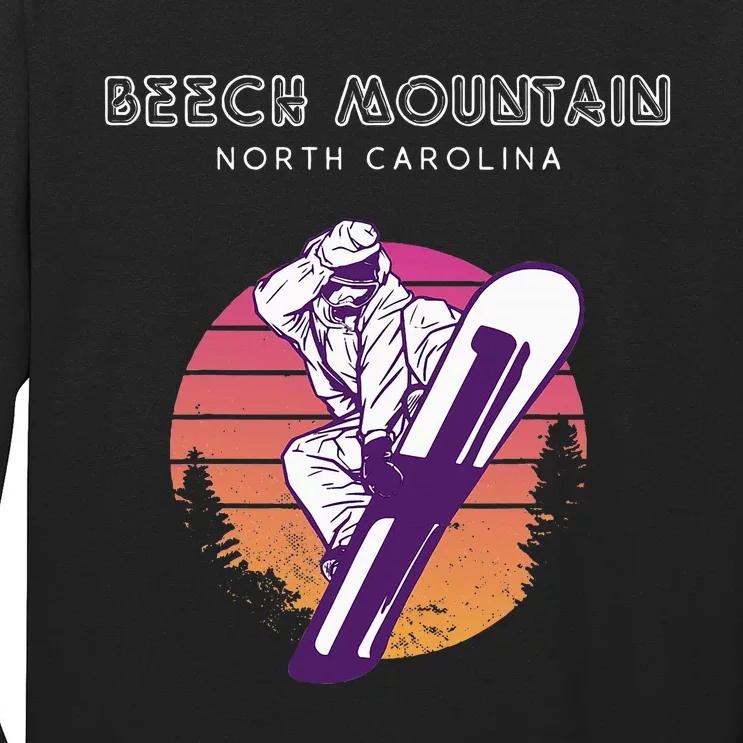 Beech Mountain North Carolina Retro Snowboarder Long Sleeve Shirt