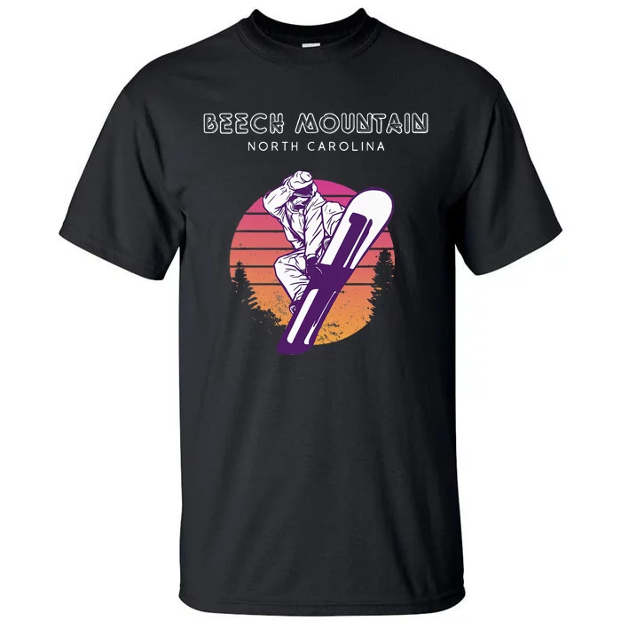 Beech Mountain North Carolina Retro Snowboarder Tall T-Shirt