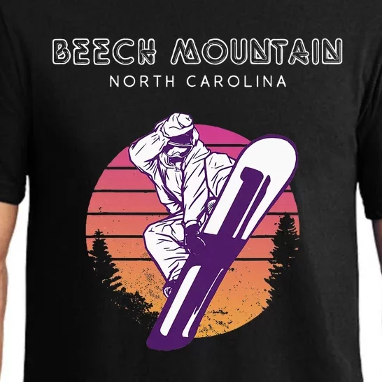 Beech Mountain North Carolina Retro Snowboarder Pajama Set