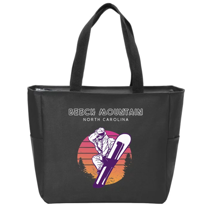 Beech Mountain North Carolina Retro Snowboarder Zip Tote Bag