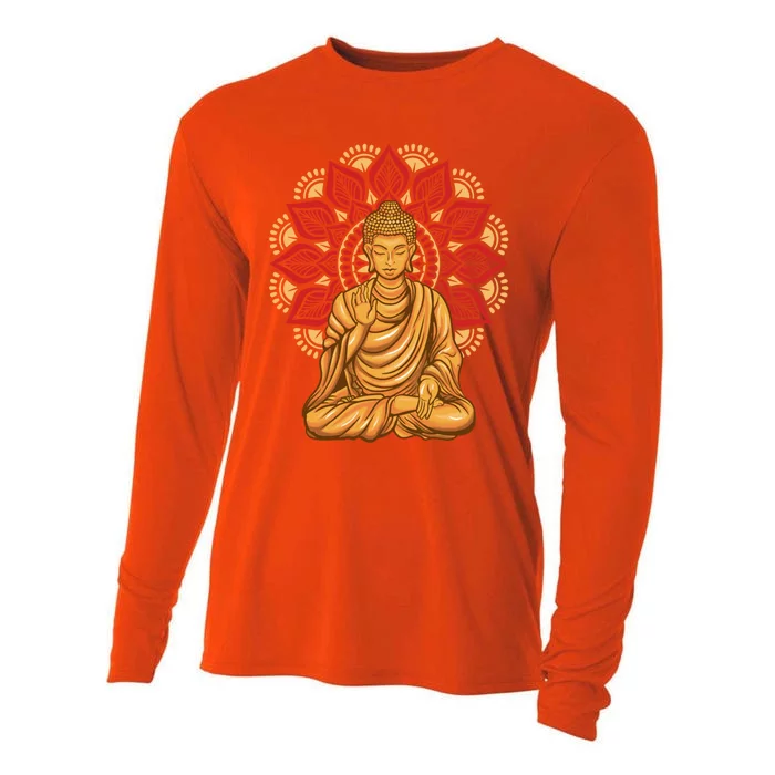 Buddha Monk Namaste Buddha Day Smile Happy Laugh Buddhism Gift Cooling Performance Long Sleeve Crew