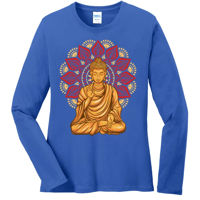 Buddha Monk Namaste Buddha Day Smile Happy Laugh Buddhism Gift Ladies Long Sleeve Shirt