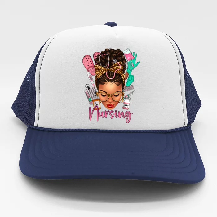 Black Melanin Nurse Black History Month Afro Hair Trucker Hat