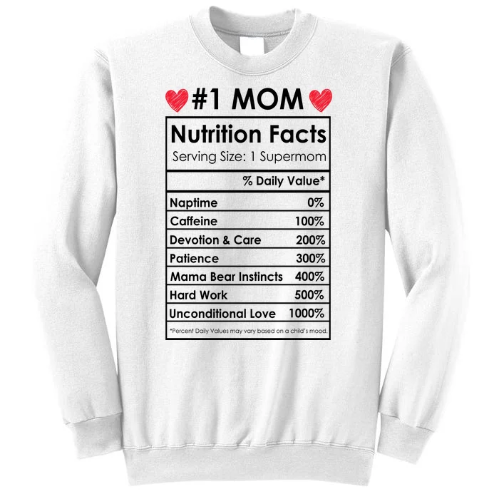 Best Mom Nutrition Facts Sweatshirt