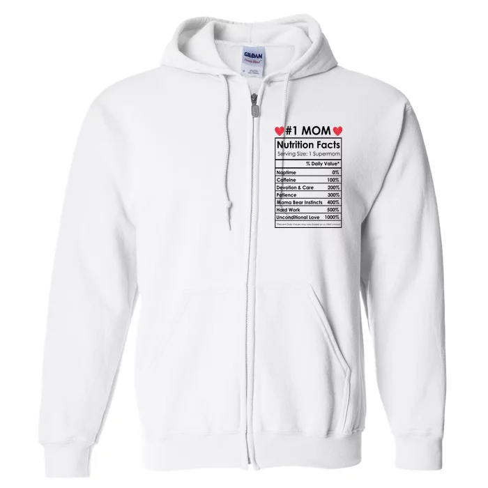 Best Mom Nutrition Facts Full Zip Hoodie