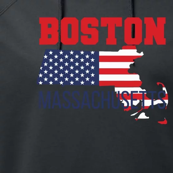 Boston Massachusetts New England Cape Cod Usa Flag Sports Performance Fleece Hoodie