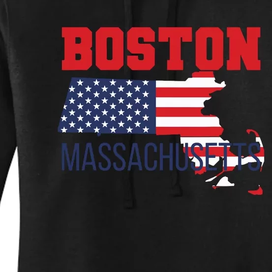 Boston Massachusetts New England Cape Cod Usa Flag Sports Women's Pullover Hoodie