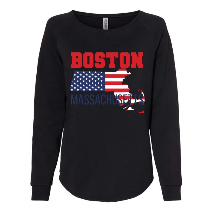 Boston Massachusetts New England Cape Cod Usa Flag Sports Womens California Wash Sweatshirt