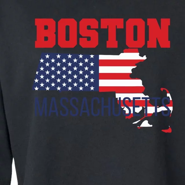 Boston Massachusetts New England Cape Cod Usa Flag Sports Cropped Pullover Crew