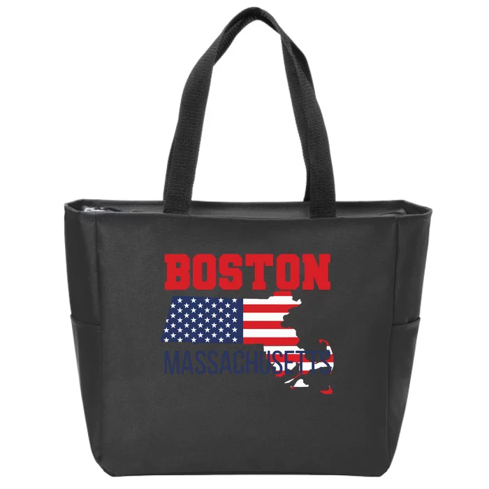 Boston Massachusetts New England Cape Cod Usa Flag Sports Zip Tote Bag