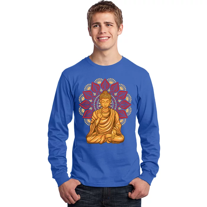 Buddha Monk Namaste Buddha Day Smile Happy Laugh Buddhism Cool Gift Long Sleeve Shirt