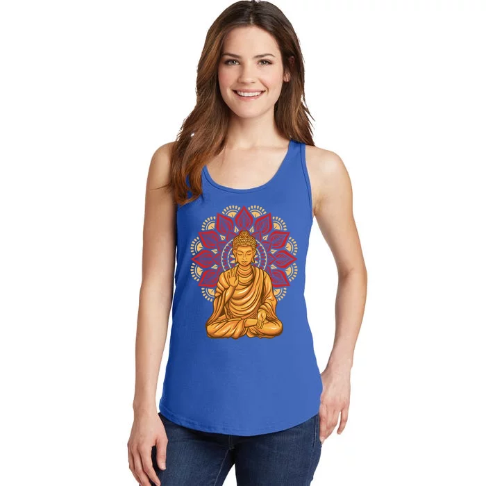 Buddha Monk Namaste Buddha Day Smile Happy Laugh Buddhism Cool Gift Ladies Essential Tank