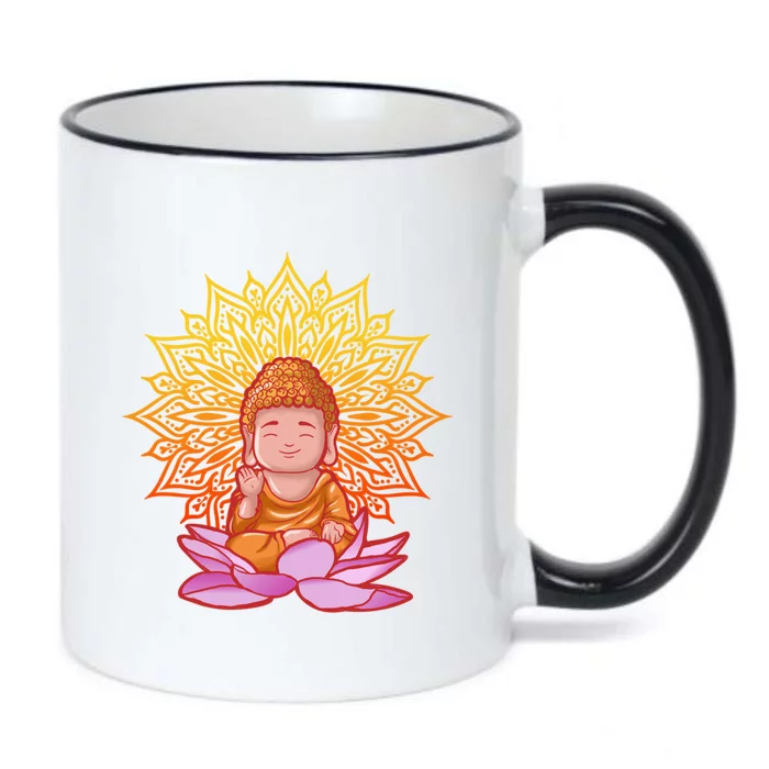 Buddha Monk Namaste Day Smile Happy Laugh Buddhism Gift Black Color Changing Mug