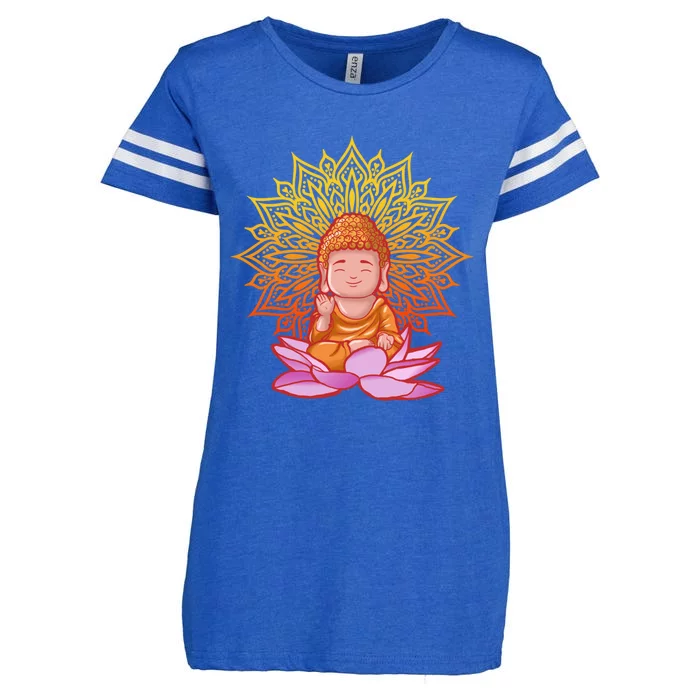 Buddha Monk Namaste Day Smile Happy Laugh Buddhism Gift Enza Ladies Jersey Football T-Shirt