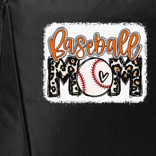 Baseball Mom Orange Leopard Baseball Mama City Backpack