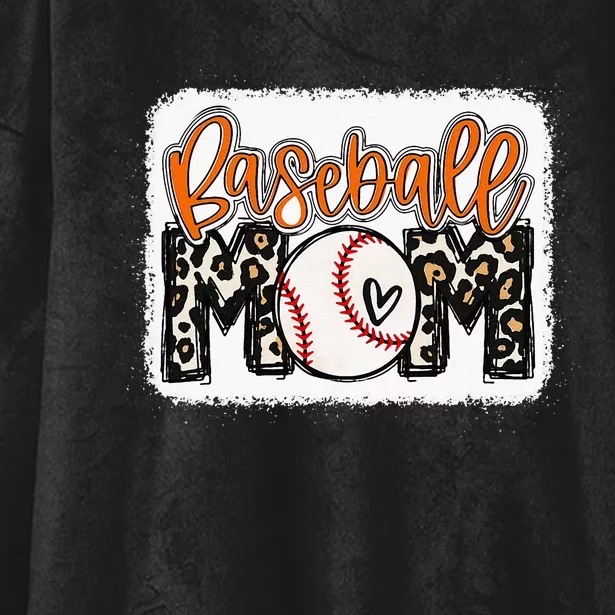 Baseball Mom Orange Leopard Baseball Mama Hooded Wearable Blanket