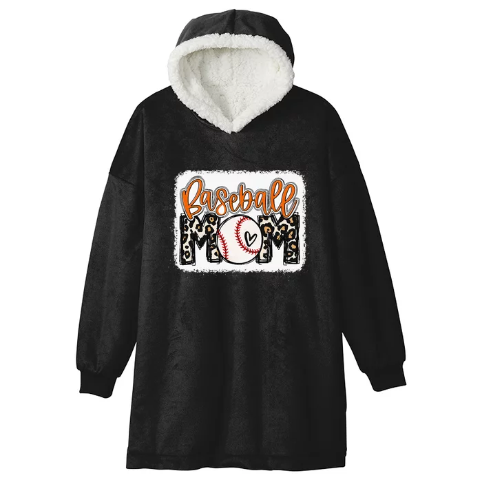 Baseball Mom Orange Leopard Baseball Mama Hooded Wearable Blanket