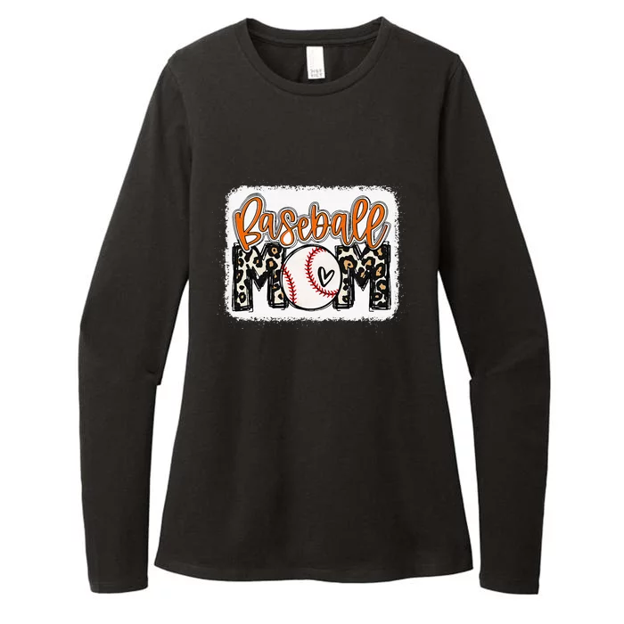 Baseball Mom Orange Leopard Baseball Mama Womens CVC Long Sleeve Shirt