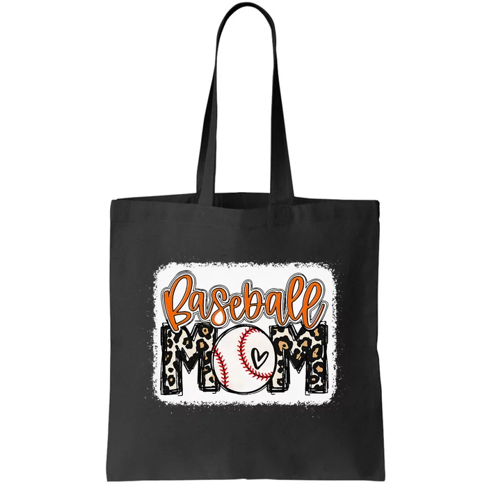 Baseball Mom Orange Leopard Baseball Mama Tote Bag