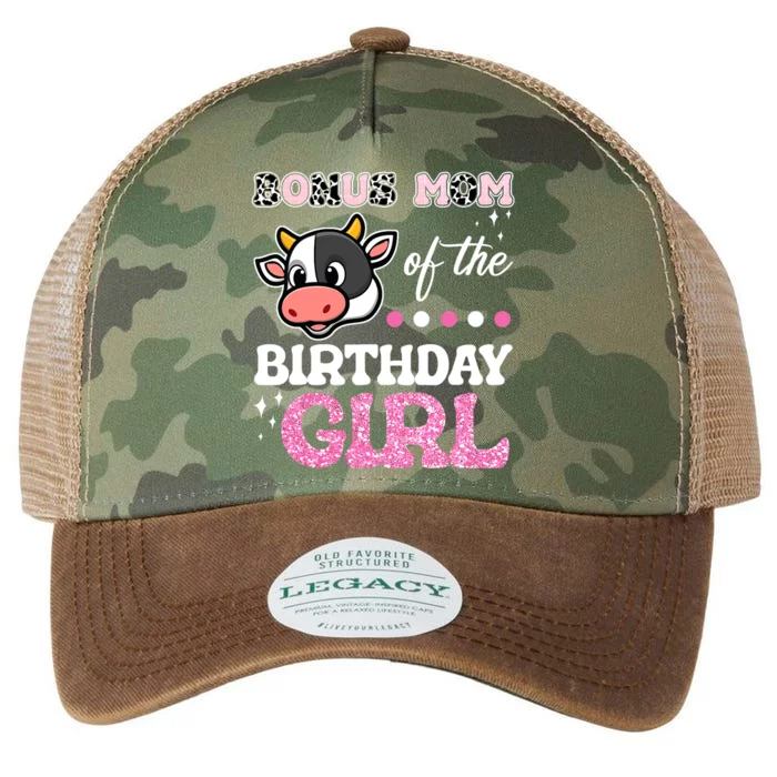 Bonus Mom Of The Birthday Girl Farm Barnyard Party Cow Lover Legacy Tie Dye Trucker Hat