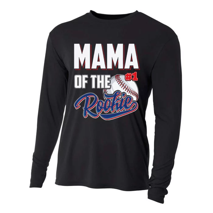 Baseball Mama of Rookie 1 Years old Team 1st Birthday Cooling Performance Long Sleeve Crew