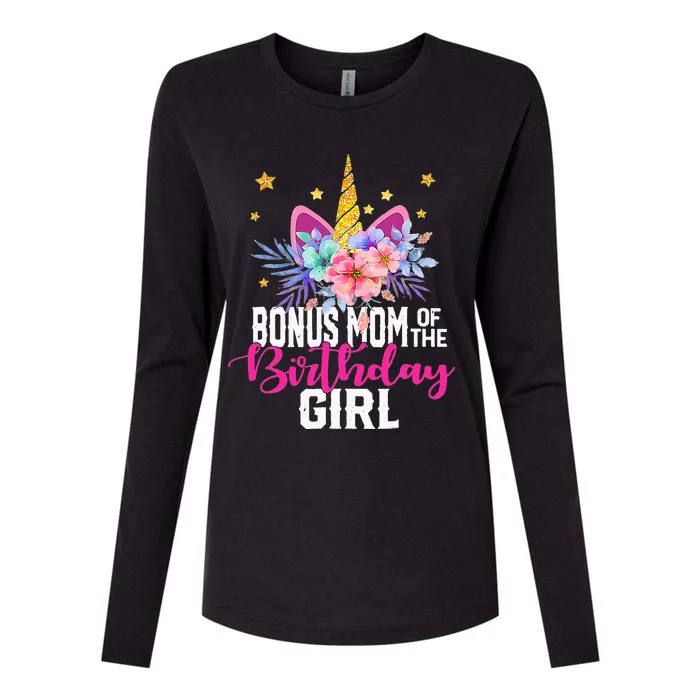 Bonus Mom Of The Birthday Mothers Day Unicorn Birthday Womens Cotton Relaxed Long Sleeve T-Shirt