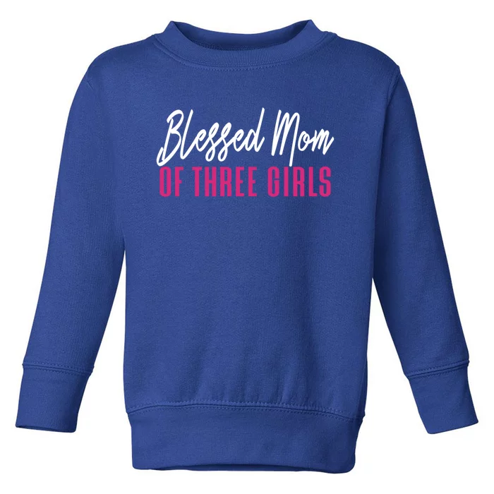 Blessed Mom Of Three Mother Daughter Meaningful Gift Toddler Sweatshirt