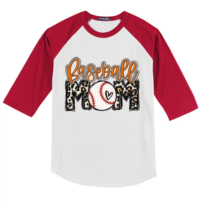 Baseball Mom Orange Leopard Baseball Mama Cool Gift Kids Colorblock Raglan Jersey