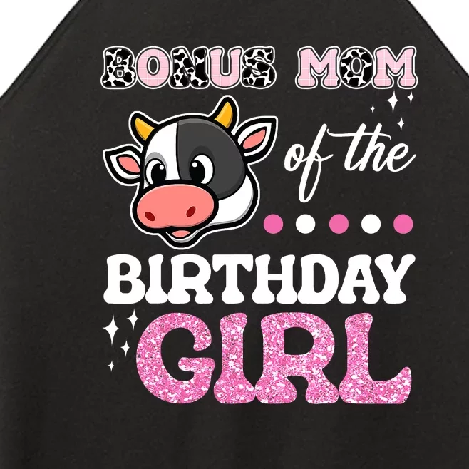 Bonus Mom Of The Birthday Girl Farm Cow Lover Women’s Perfect Tri Rocker Tank