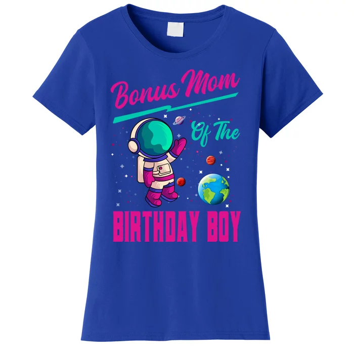 Bonus Mom Of The Birthday Space Party Planet Astronaut Cool Gift Women's T-Shirt