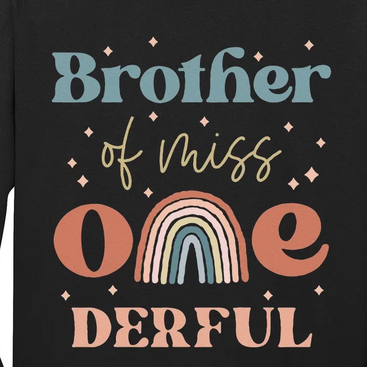 Brother Miss Onederful Boho Rainbow Daughter First Birthday Tall Long Sleeve T-Shirt