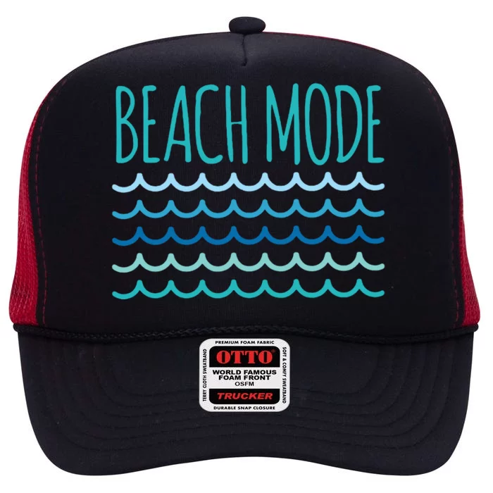 Beach Mode Ocean Wave High Crown Mesh Trucker Hat