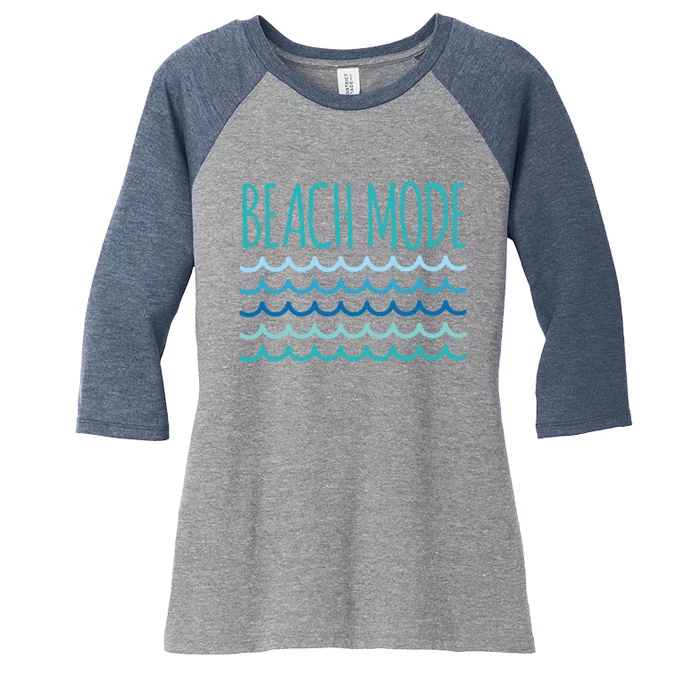 Beach Mode Ocean Wave Women's Tri-Blend 3/4-Sleeve Raglan Shirt