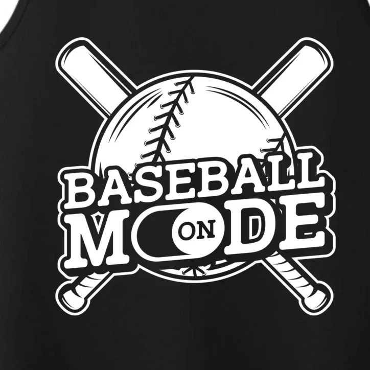 Baseball Mode On Cute Gift Player Fan Bat Pitch Homerun Baseballer Gift Performance Tank