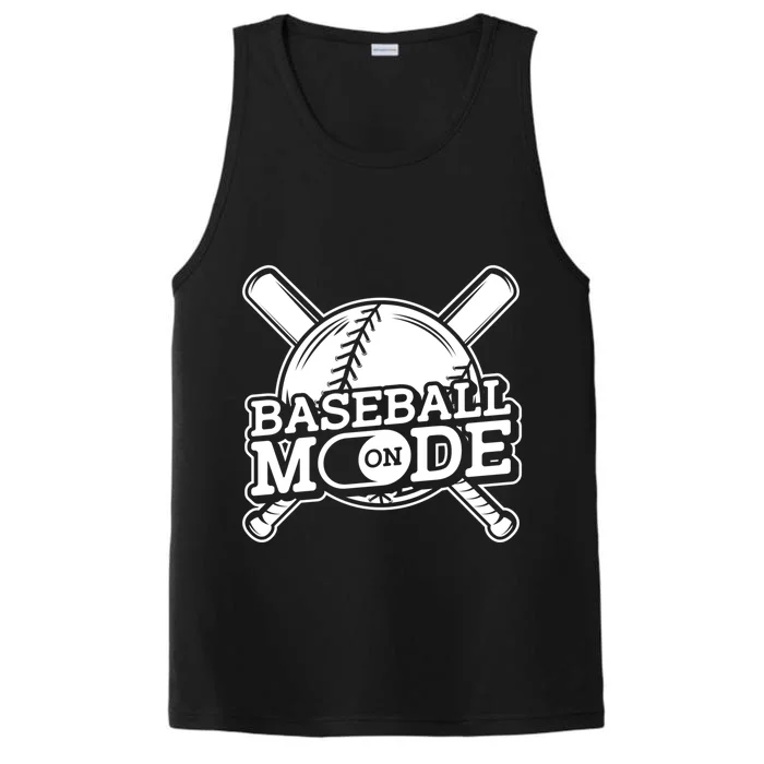 Baseball Mode On Cute Gift Player Fan Bat Pitch Homerun Baseballer Gift Performance Tank