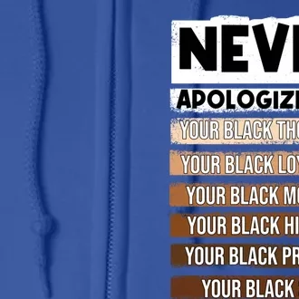 Blm Melanin Pride Apologize Never Black History Month Gift Full Zip Hoodie